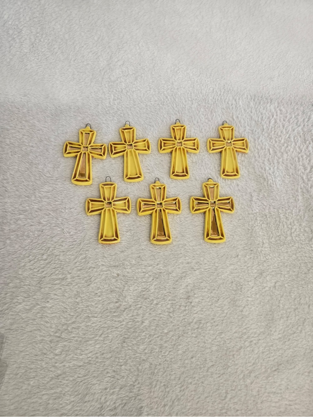 Set of 7 Gold Cross Hanging Ornaments for Home Accents